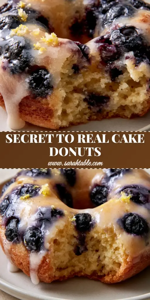 A stack of golden brown baked blueberry donuts with thick white glaze and lemon zest crystals.
