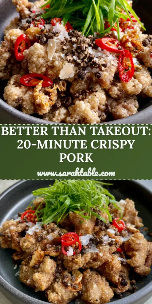 A pile of ultra-crispy salt and pepper pork bites with jagged edges and fresh chilies in a charcoal bowl.