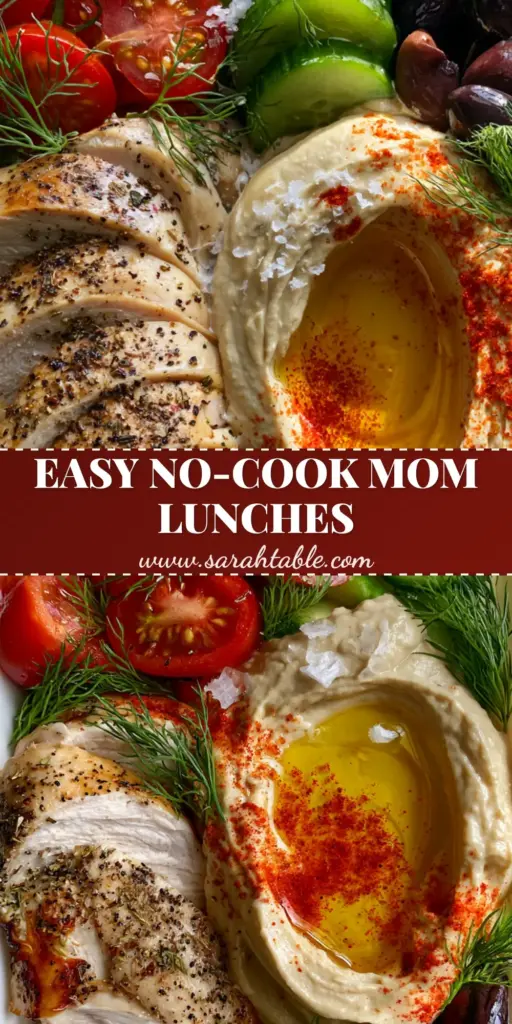 Lunch recipes for moms: The Ultimate High-Protein Mediterranean Bento Box 4 A colorful Mediterranean bento box with herb-crusted chicken and smooth hummus. (lunch recipes for moms)