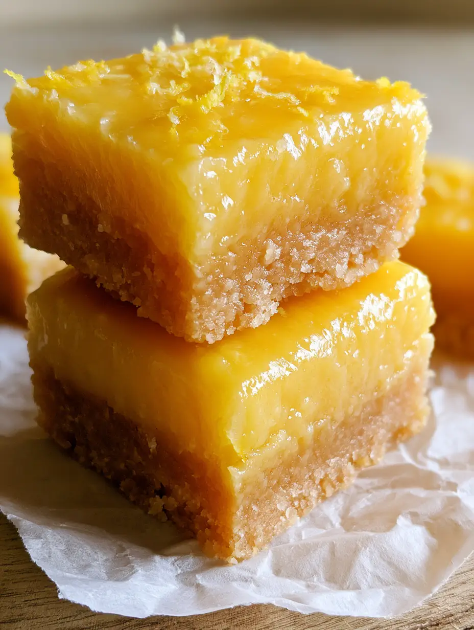Handheld smartphone photo of paleo lemon bars showing the glossy honey sheen and fresh lemon zest flecks.