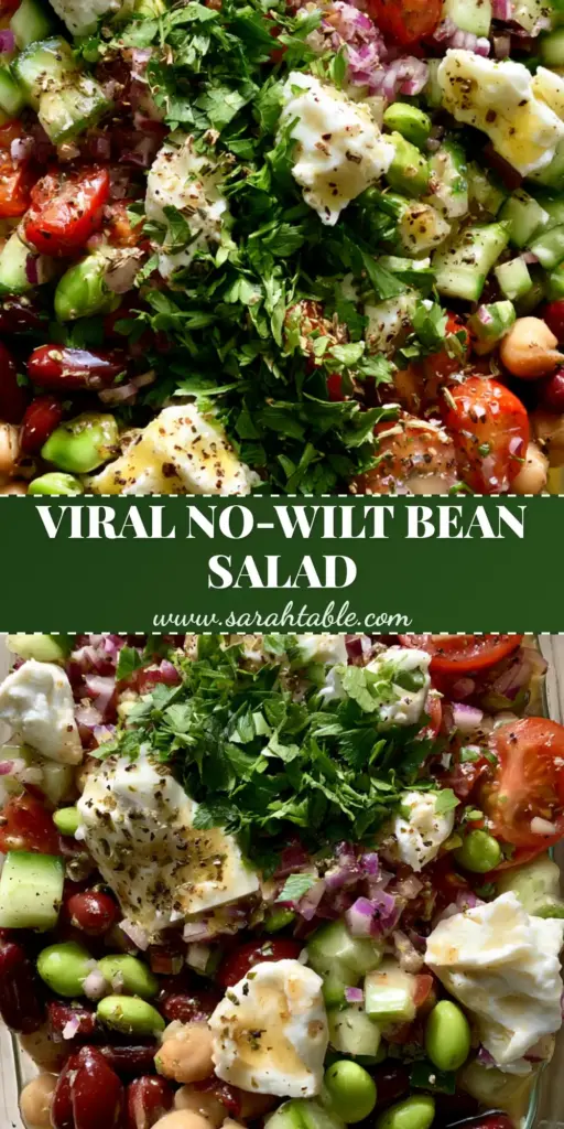 Dense Bean Salad Recipes: The Ultimate High-Protein Meal Prep Solution 4 A vibrant meal prep container filled with dense bean salad recipes, featuring chickpeas, kidney beans, edamame, and feta.