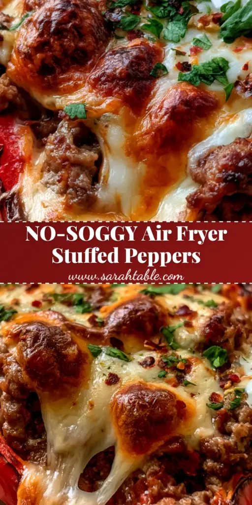 Stuffed Bell Peppers Recipes: The Ultimate Zesty Air Fryer Ground Beef Peppers 4 A close-up vertical shot of a vibrant red stuffed bell pepper with charred edges, bubbling Monterey Jack cheese, cilantro, and a dollop of sour cream. (Stuffed Bell Peppers Recipes)
