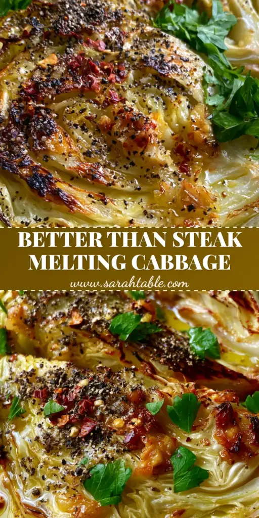 Garlic butter melting cabbage with toasted garlic and chili flakes 4 A close-up of Garlic butter melting cabbage wedges with charred edges and toasted garlic on a matte plate.