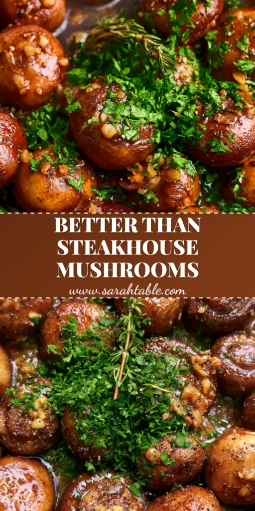 Garlic Mushrooms: The Ultimate Seared Cremini Side Dish with Roasted Garlic Butter 4 A top-down shot of seared garlic mushrooms in a cast iron skillet with fresh parsley and steam. (garlic mushrooms)