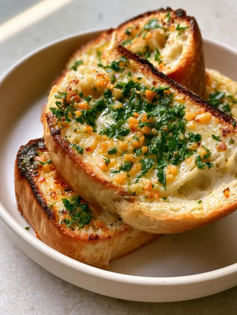 Greek Yogurt Garlic Bread: The Ultimate Fluffy and Roasted Garlic Recipe 2 Close-up photo of the soft, airy crumb of Greek yogurt garlic bread topped with red pepper flakes and herbs. (Greek yogurt garlic bread)