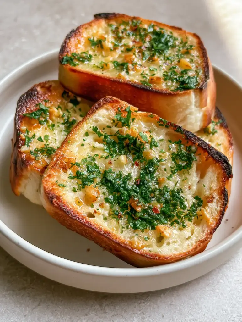 Greek Yogurt Garlic Bread: The Ultimate Fluffy and Roasted Garlic Recipe 1 Authentic handheld photo of toasted Greek yogurt garlic bread with charred edges and golden garlic bits.