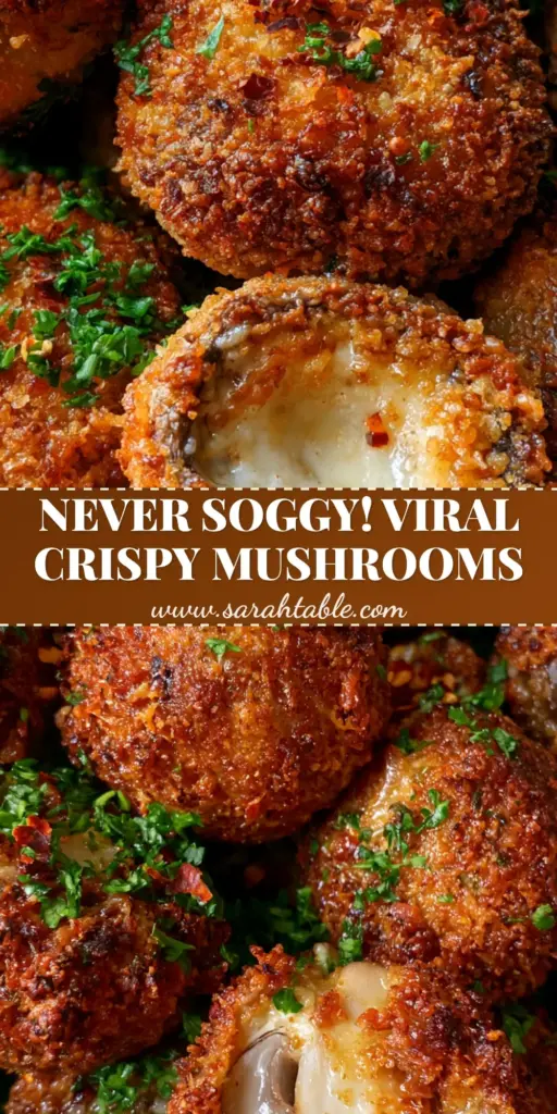 A ceramic bowl overflowing with Parmesan mushrooms, featuring a craggy golden-brown crust and fresh parsley garnish on a grey slate background.