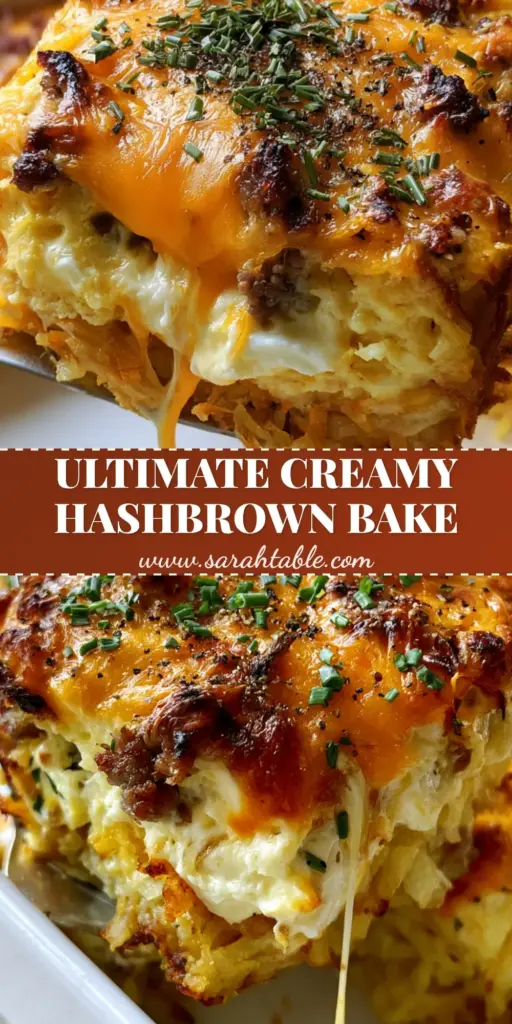 Sausage Egg and Cream Cheese Hashbrown Casserole Recipe 3 A thick square slice of sausage egg and cream cheese hashbrown casserole being lifted with a silver spatula showing a cheese pull and bubbly cheddar crust.