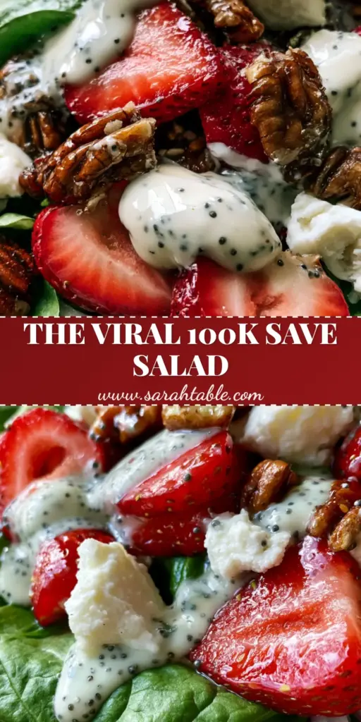Spinach Salad with Strawberries, Goat Cheese, and Creamy Poppyseed Dressing 4 A premium spinach salad with bright strawberries and goat cheese in a matte ceramic bowl. (spinach salad)