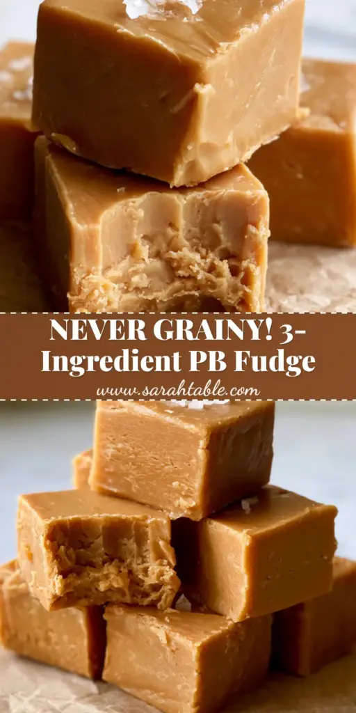 Peanut Butter Fudge: The Ultimate Creamy 5-Ingredient Recipe 3 Thick oversized cubes of honey-tan peanut butter fudge stacked on parchment paper with flaky sea salt garnish.