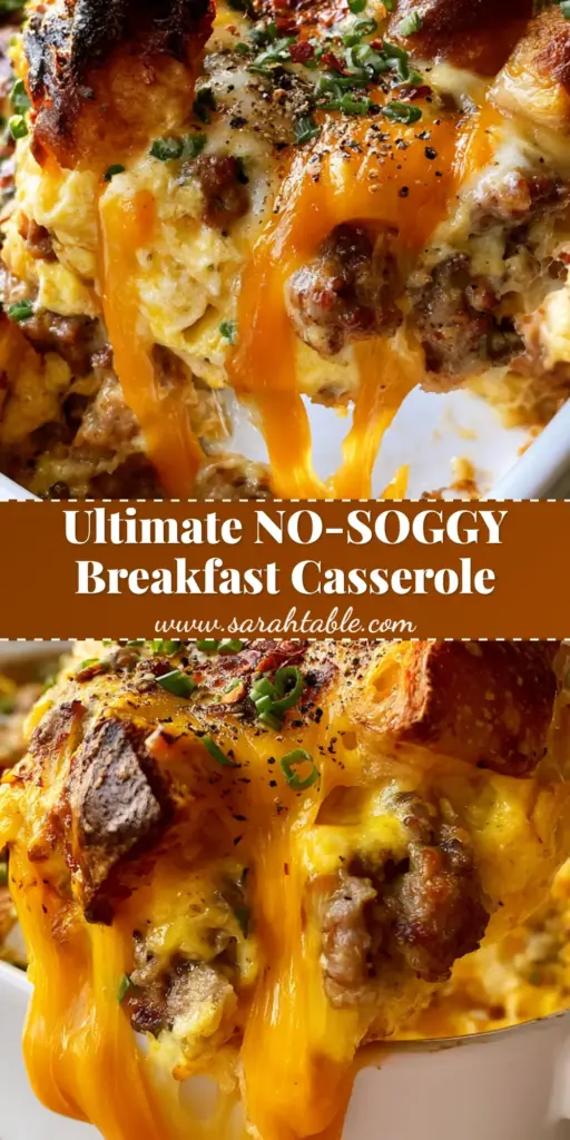 A thick slice of overnight breakfast casserole being lifted with a wooden spatula showing toasted sourdough edges and melted cheddar cheese.
