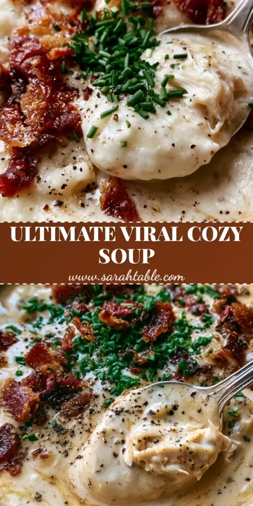 A rustic ceramic bowl of creamy chicken and bacon soup, one of the best comforting soups for winter, topped with chives and cracked pepper.