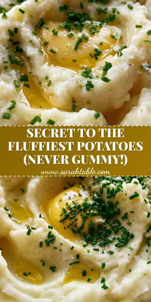 A high-angle Pinterest pin showing ultra-fluffy homemade mashed potatoes with melting grass-fed butter pools and fresh chives.