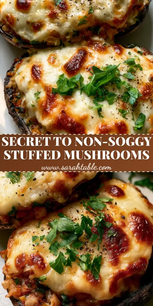 Two large Vegetable Stuffed Portabella Mushrooms on a white plate with bubbling cheese and fresh parsley garnish.