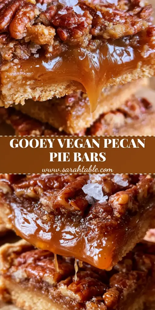 A tall stack of vegan paleo pecan pie bars showing the sticky caramel pull and toasted pecans on rustic parchment paper.