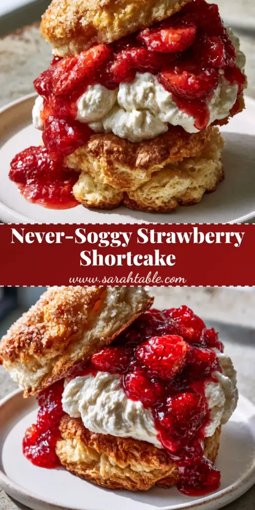A towering strawberry shortcake recipe featuring a sugar-crusted buttermilk biscuit and glossy red strawberries. (strawberry shortcake recipe)