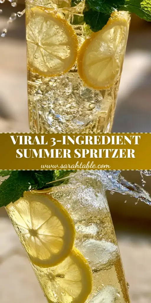 A tall crystal glass of Lemonade Moscato Wine Spritzer with lemon wheels, mint, and clear ice cubes on a sun-drenched patio.