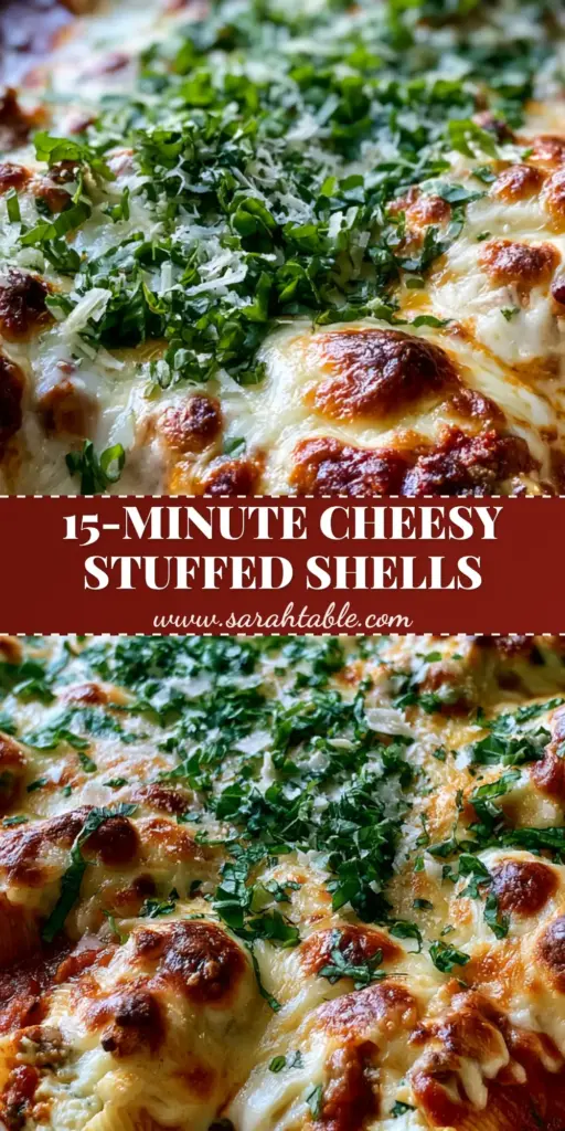 Beef-Stuffed Shells: The Ultimate Cheesy Comfort Food Recipe 3 A rustic white ceramic dish filled with Beef-Stuffed Shells, overflowing with ground beef and ricotta, smothered in red marinara and bubbly mozzarella cheese with golden-brown spots.